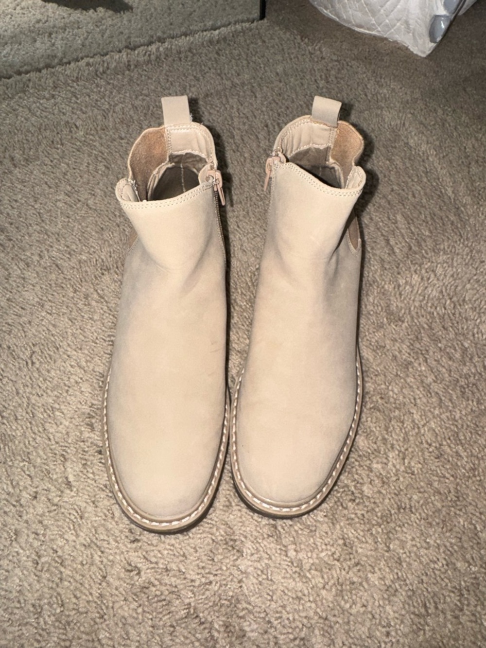 Time and Tru Beige Suede Ankle Booties